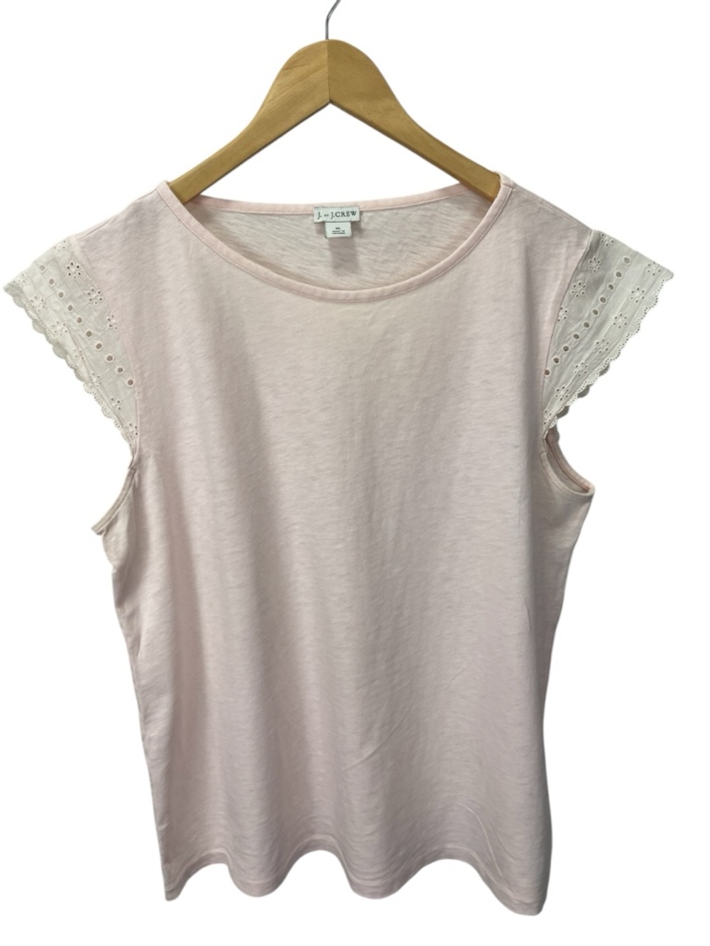 J by J. Crew Women's Light Pink Eyelet Cap Sleeve Cotton Tee Size XL